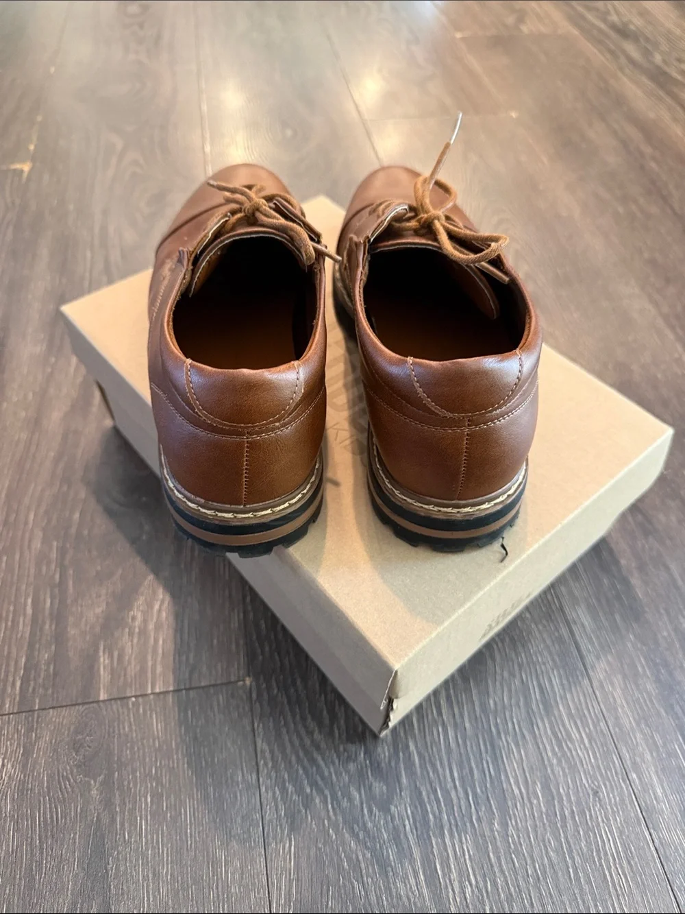 Steve Madden Boys Brown Leather Lace-Up Dress Shoes